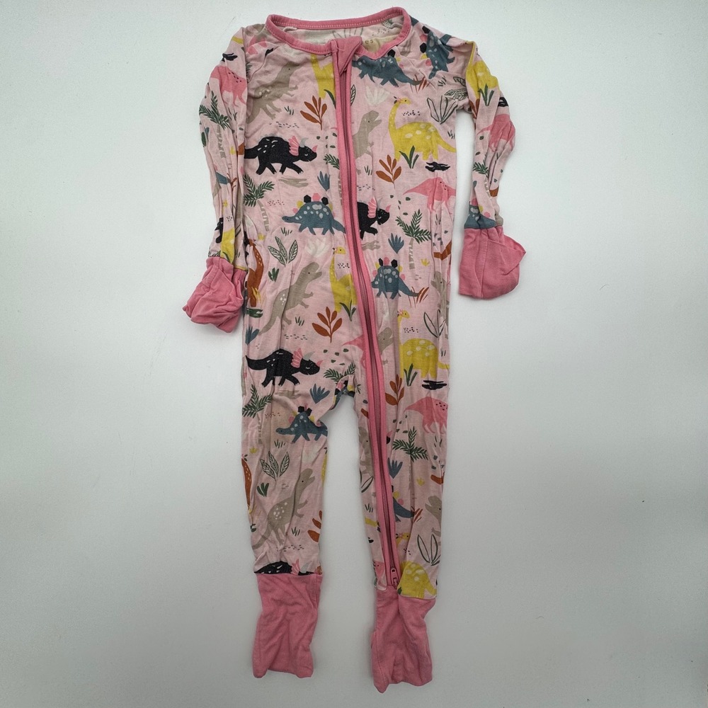 Little Sleepies Pink Dinosaur Bamboo Zip Sleeper Pajamas 6-12 Months
